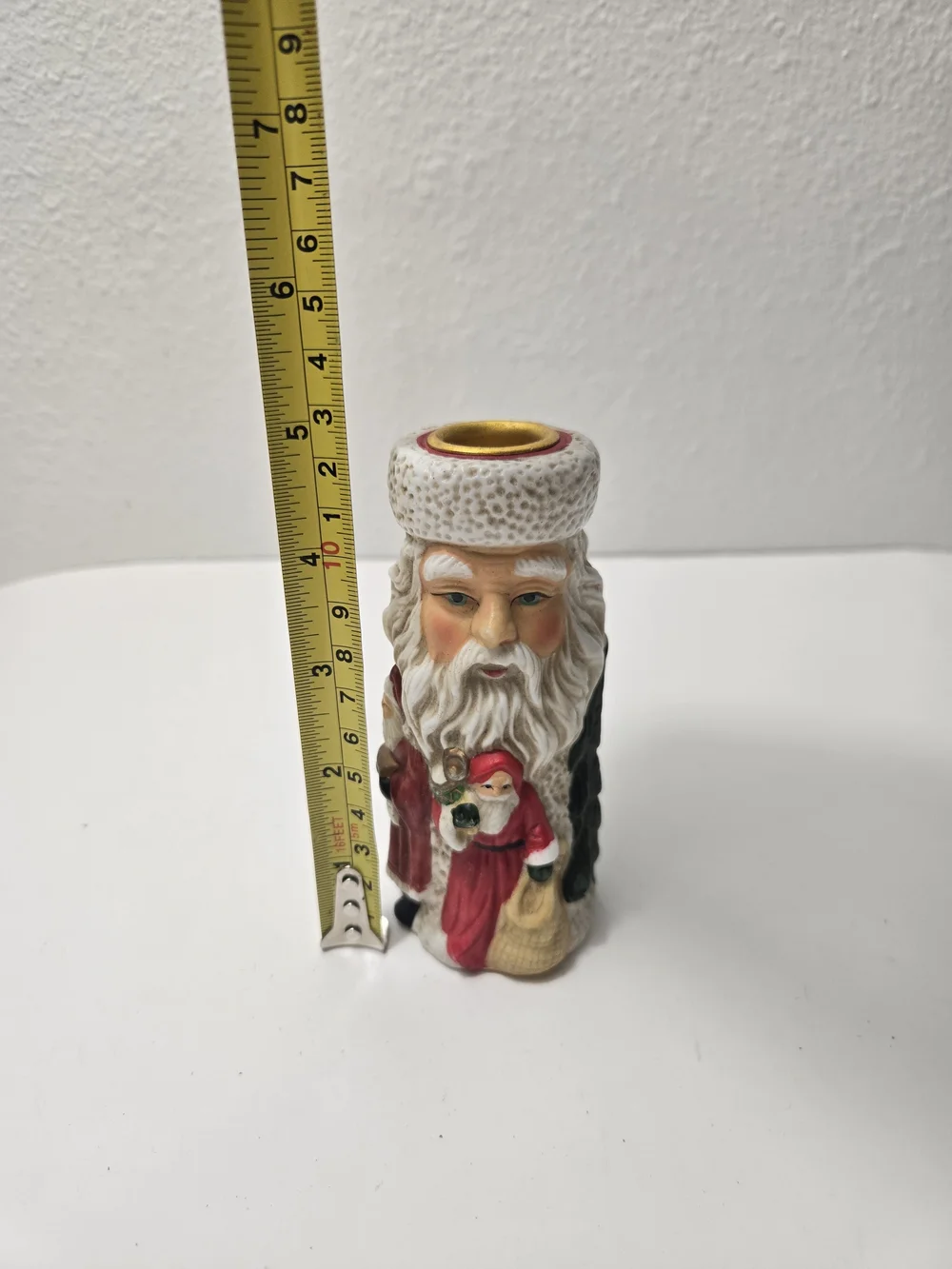 Vintage-Style Red and White Santa Candle Holder - Home Accents